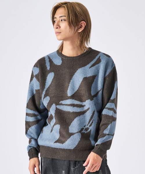 RE730 セーター ニット モヘアタッチクルーネックニット ビッグ