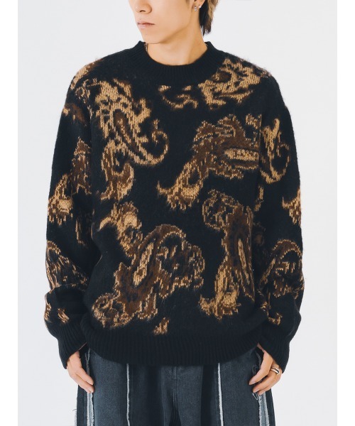 RE730 セーター ニット モヘアタッチクルーネックニット ビッグ