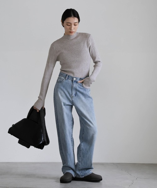 select MOCA tシャツ 「6色展開」ニュアンスリブプチハイネック