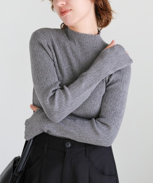 select MOCA tシャツ 「6色展開」ニュアンスリブプチハイネック