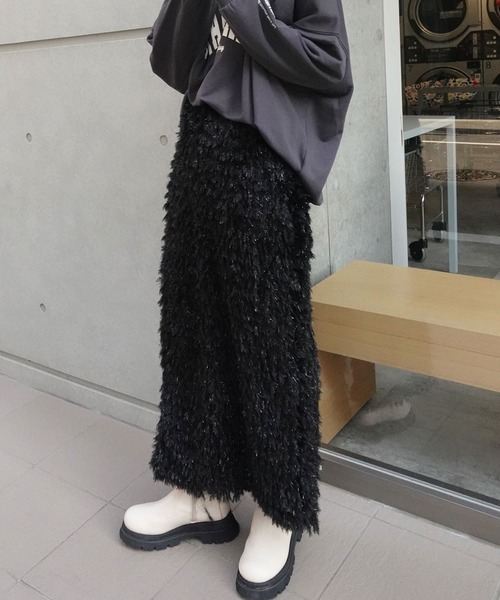 フリンジ付き黒タイトスカート CORNERS スカート フリンジジャガードタイトスカート : ZOZOTOWN