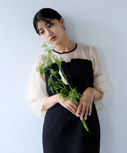 &Robu.（アンドロブ） ドレス ビスチェ風カシュクールミデドレス