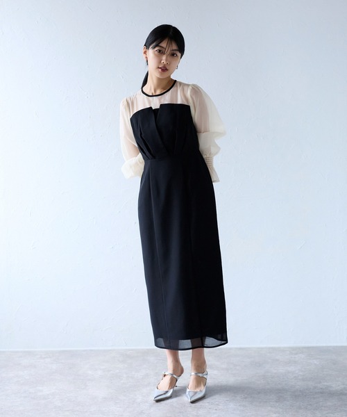 &Robu.（アンドロブ） ドレス ビスチェ風カシュクールミデドレス