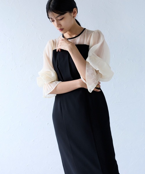 &Robu.（アンドロブ） ドレス ビスチェ風カシュクールミデドレス