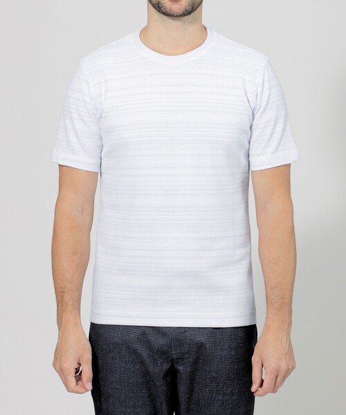 EPOCA UOMO tシャツ メッシュシャドーボーダーカットソー メンズ 