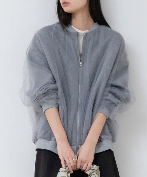 HEILIS ブルゾン アウター ダンボールジップチュールブルゾン