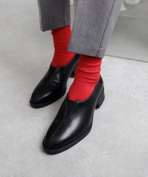 極美品✨ ショセ コインローファー ドレスシューズ レザー レッド 25相当 TRAVEL SHOES by chausser トラベルシューズバイショセ レザー