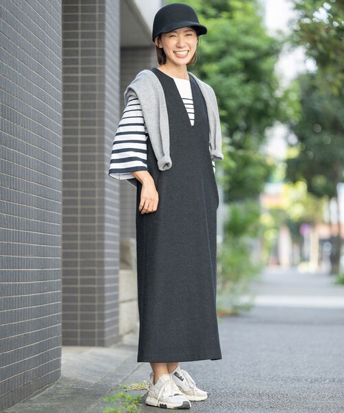 【美品】MHL. ♩コットンウールドリル ジャンパースカート ワンピース THOUSAND MILE（サウザンドマイル） ウールライク スリーブレス