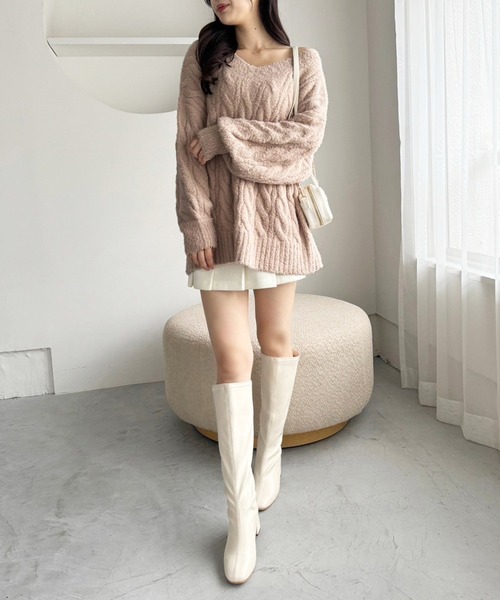 美品 Rosarymoon ケーブルニットチュニック qumerry.（キュメリ）の「ケーブルニットチュニックワンピース ～全