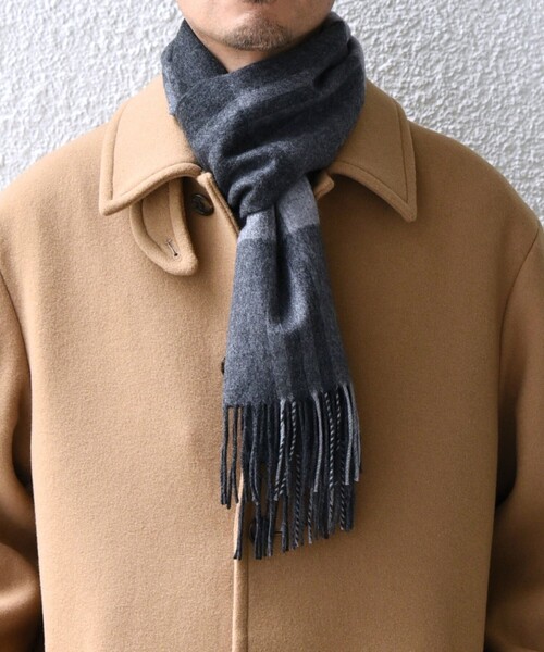 SHIPS any マフラー any: サープラスヤーン ウール カシミヤ チェック