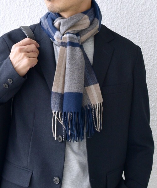 SHIPS any マフラー any: サープラスヤーン ウール カシミヤ チェック