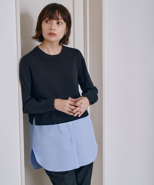 【WEB＆一部店舗限定カラーあり】クロスコンビ ニットプルオーバー ICB ニット セーター 「WEB＆一部店舗限定カラーあり」クロス