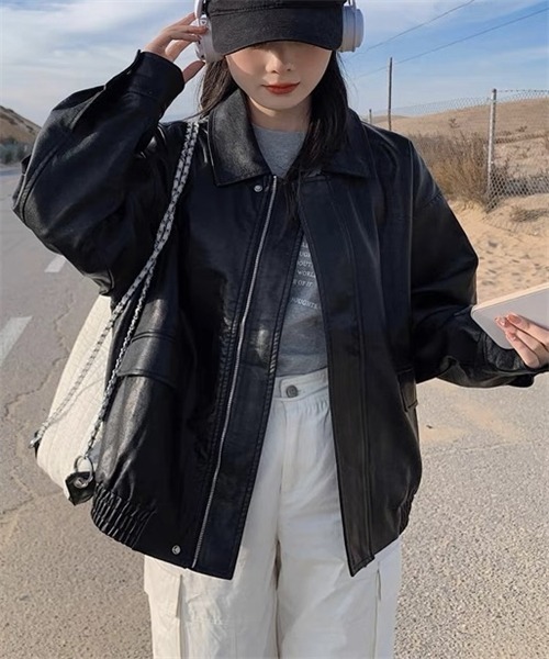 D&G  レディース　レザージャケット Dream garden レザージャケット ライダース レディース PUレザー