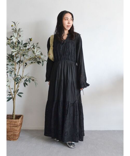 Ungrid ワンピース カットワークレースコンビワンピース