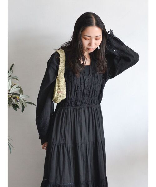 Ungrid ワンピース カットワークレースコンビワンピース