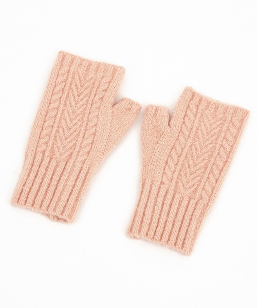 布良ニット手袋 手袋 an meets zakka ケーブルニットフィンガーレス手袋 レディース