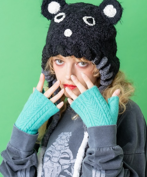 手袋 an meets zakka ケーブルニットフィンガーレス手袋 レディース