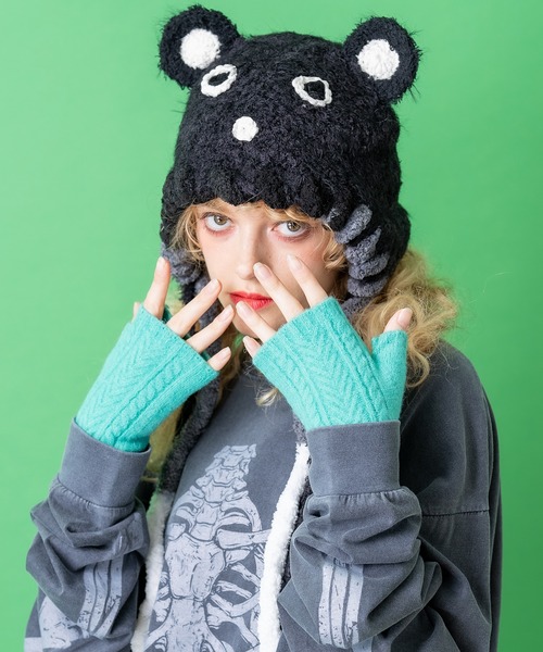 手袋 an meets zakka ケーブルニットフィンガーレス手袋 レディース