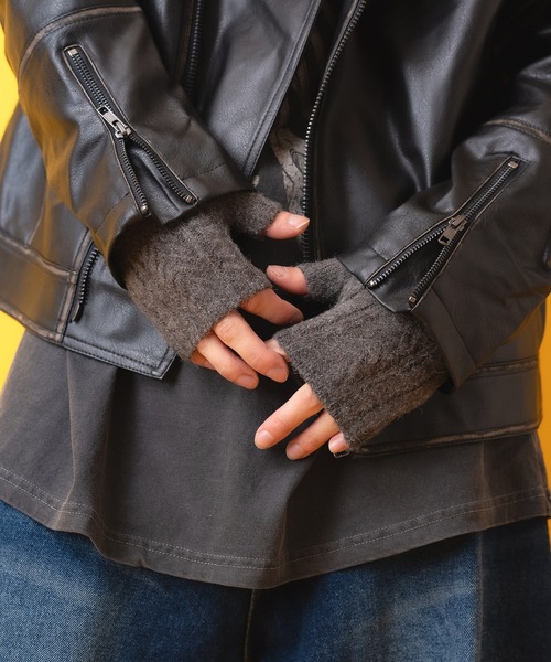 手袋 an meets zakka ケーブルニットフィンガーレス手袋 レディース