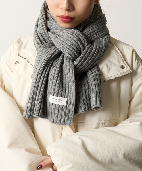 リブニットマフラー セール】大判リブニットマフラー（マフラー）｜moment+（モーメント