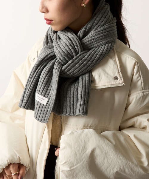 リブニットマフラー セール】 リブマフラー（グレー/キナリ/アクセサリー/ストール