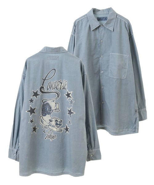 ブラウス シャツ PIGMENT DYE BACK TIGER PRINT SHIRT レディース メンズ