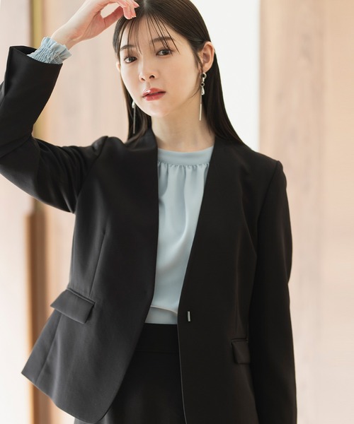 iCBネイビーノーラペルパンツスーツセットアップ上L下M セットアップ