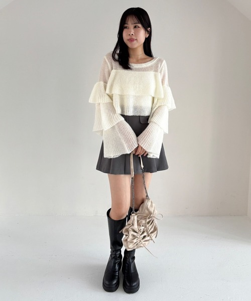 Heather ニット セーター メニーフリルニット 320071 レディース