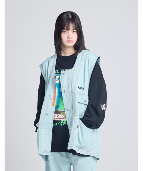 ベスト ジレ 「8」「it」「Little Sunny Bite 」KURO x little sunny bite denim vest レディース ARCHIVER ベスト ジレ 「8」「it」「Little Sunny Bite 」KURO x