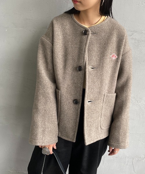 Danton（ダントン） ノーカラージャケット 38 ベージュ レディース