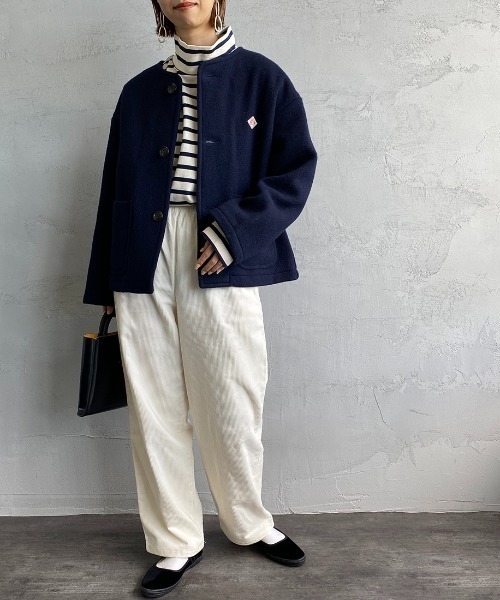 Danton（ダントン） ノーカラージャケット 38 ベージュ レディース