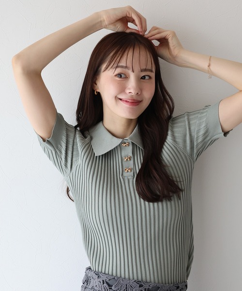 BLUEEAST（ブルーイースト） ニット セーター リボンボタンポロ衿