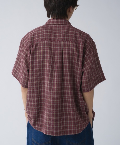 Adoon plain シャツ Seersucker Check Shirt / シアサッカー