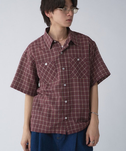 ブラウス シャツ Seersucker check shirt / シアサッカーチェックシャツ レディース メンズ SEERSUCKER CHECKED SHIRT / シアサッカーチェックシャツ