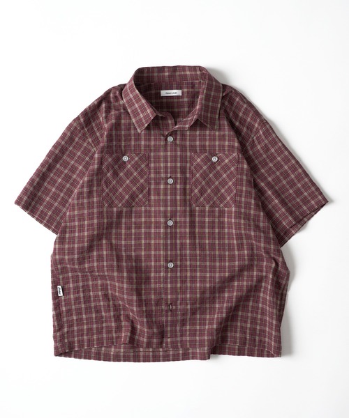ROBINSON 短丈 チェックシャツ　シアサッカー ボックスシルエット Adoon plain シャツ Seersucker Check Shirt / シアサッカー