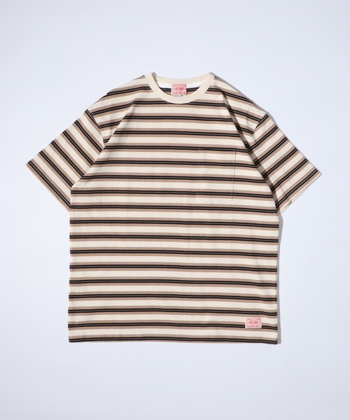 BIG MIKE（ビッグマイク） tシャツ マルチボーダー サングラスポケット
