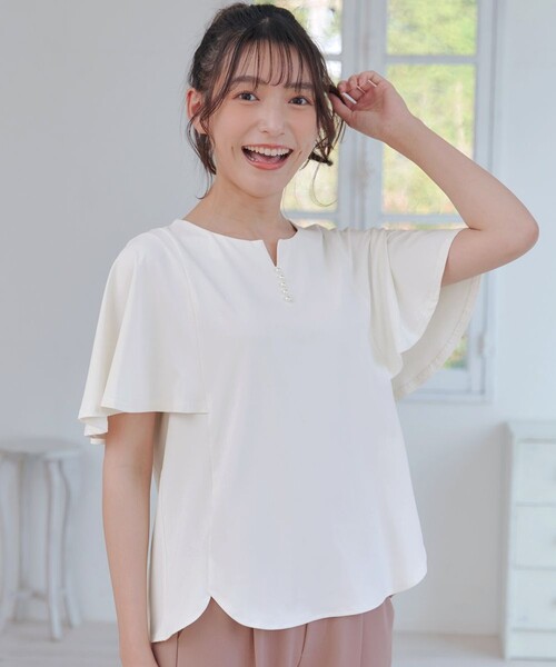 Tiaclasse tシャツ 半袖 ブラウス見えフレアスリーブカットソー