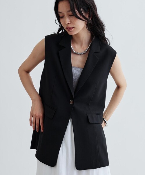 ベスト+ジレ cen INDIVI GALLEST ベスト ジレ 「セットアップ対応」リネンライクジレ