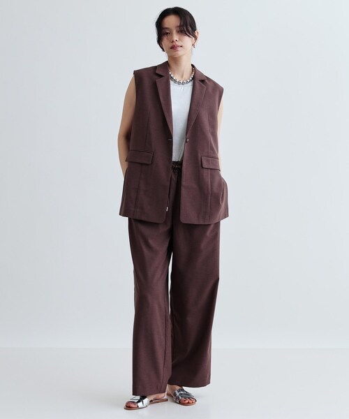 INDIVI GALLEST ベスト ジレ 「セットアップ対応」リネンライクジレ