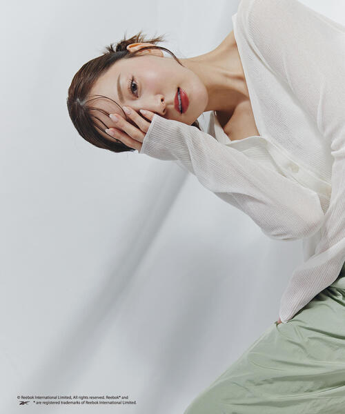 ブラウス シャツ 「THINK BEAUTY」「麻亜里さんコラボ」シュリンクカーディガン レディース NATURAL BEAUTY BASIC ブラウス シャツ 「THINK BEAUTY」「麻