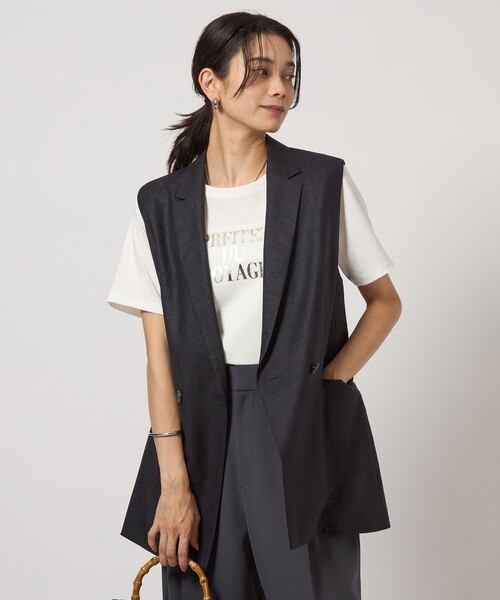 新品⭐︎ green label relaxing リネンライクジレ M ネイビー リネンライク ジレ ―マシンウォッシャブル・ストレッチ―