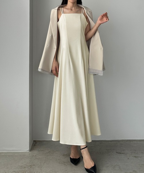 Louere（ルエレ） ワンピース ダブルストラップフレアキャミワンピース