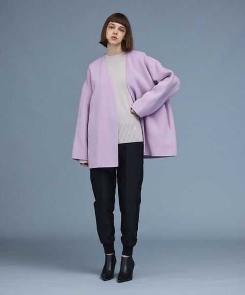 「N.O.R.C」 ノーカラーコート M ライトグレー レディース_画像8