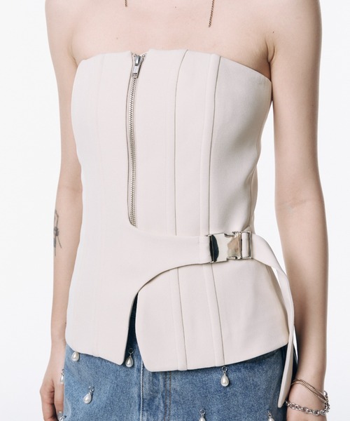 DENIM JOSEMOON ジップアップビスチェ BUSTIER⁄デニムビスチェ