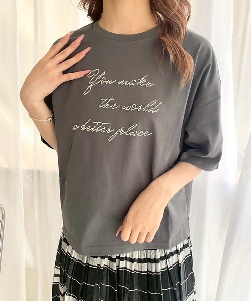 tシャツ ビーズ刺しゅうＴシャツ「CLEAR_CREA」 レディース