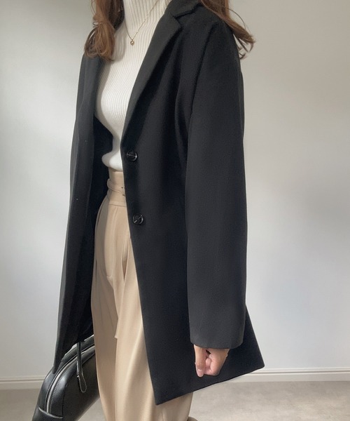 「LAUIR」 チェスターコート LARGE ダークグレー レディース_画像3