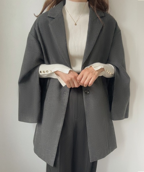 「LAUIR」 チェスターコート LARGE ダークグレー レディース_画像4