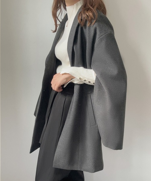 「LAUIR」 チェスターコート LARGE ダークグレー レディース_画像5