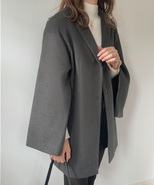 「LAUIR」 チェスターコート LARGE ダークグレー レディース_画像9