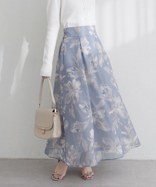 natural couture スカート 大花プリントメッシュスカート : ZOZOTOWN